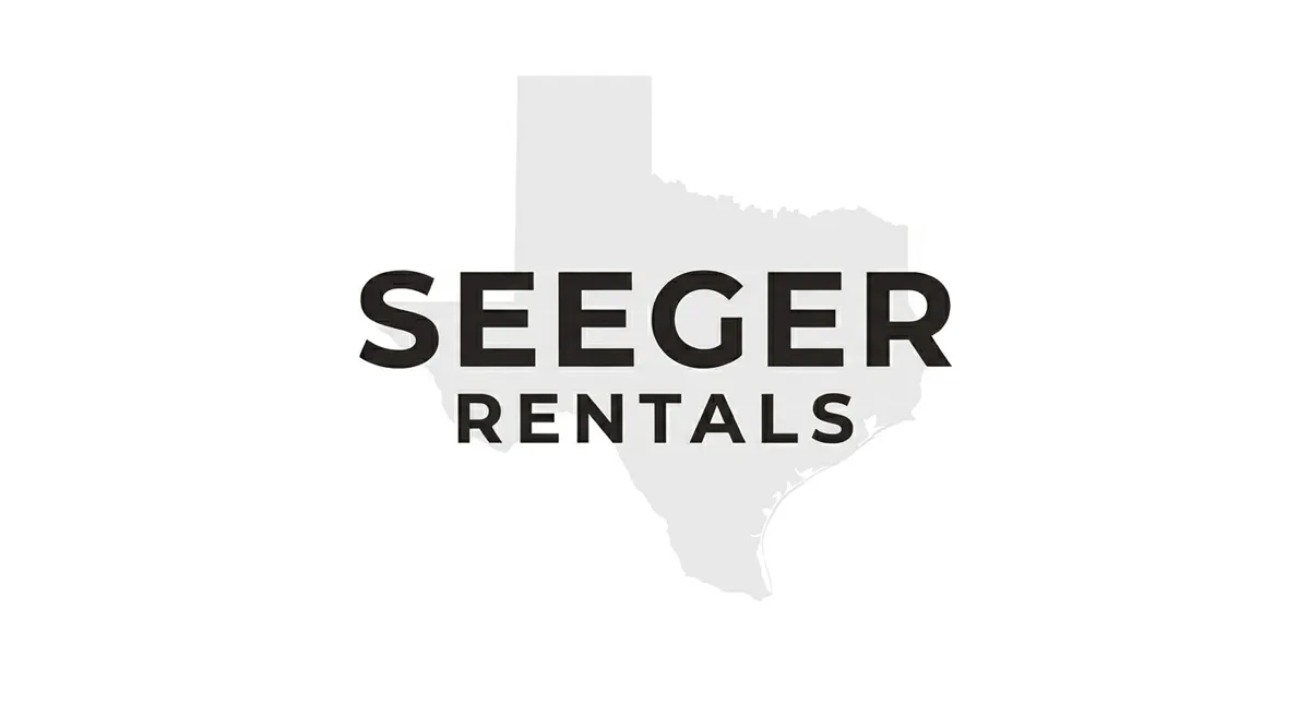 Seeger Rentals wordmark over a Texas silhouette